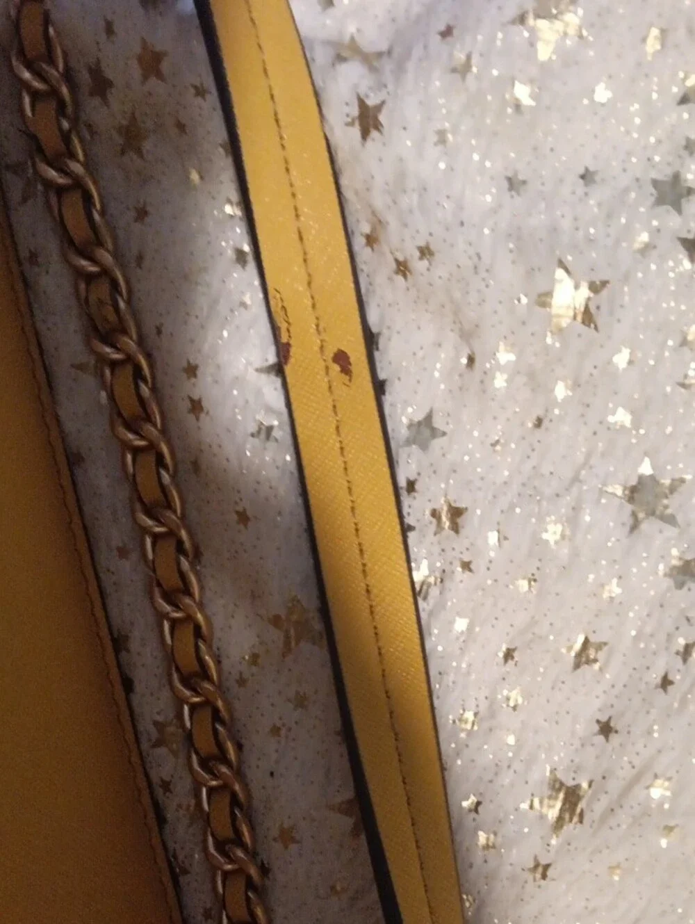 Tory Burch Yellow Saffiano Chain Shoulder Bag with Gold Hardware